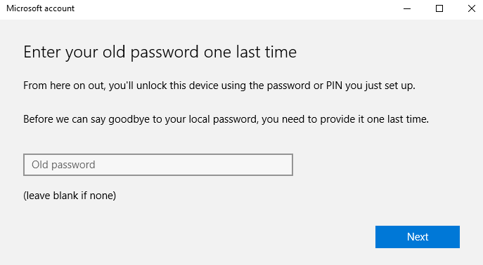 Enter your old password one last time