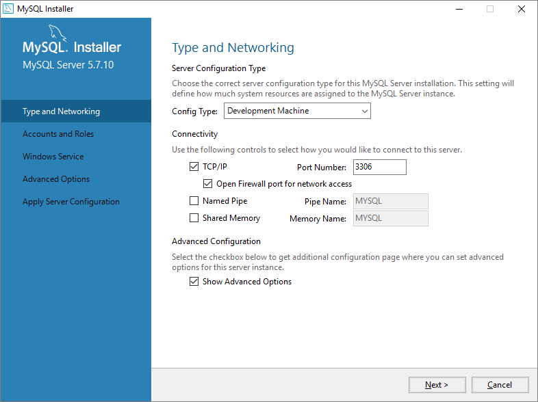 MySQL Installation Configuration