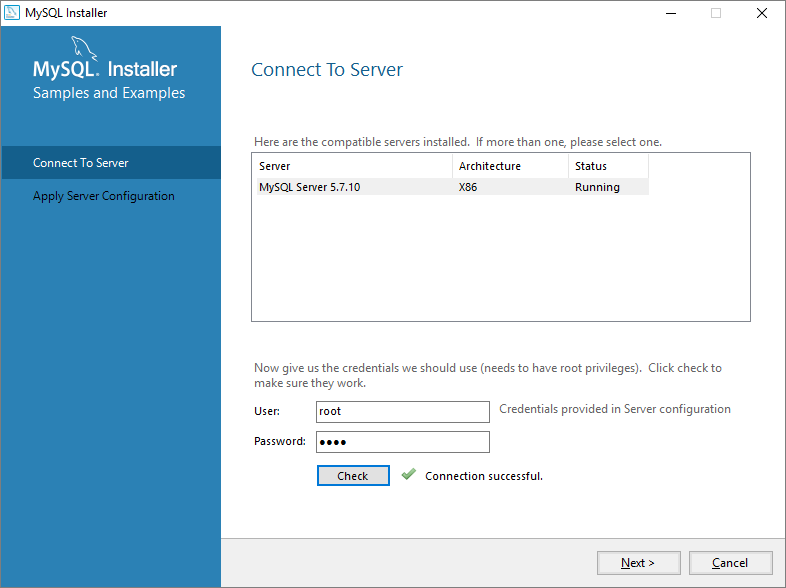 MySQL prepare sample configuration