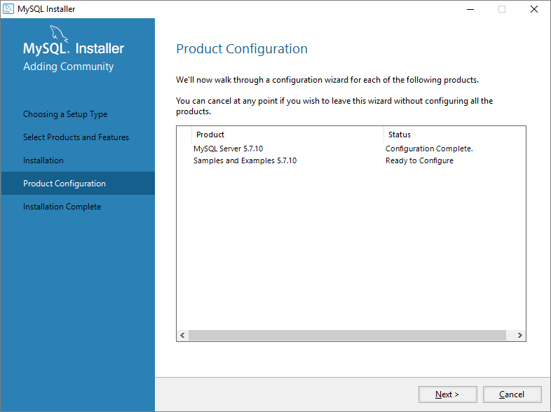 MySQL Sample Configuration